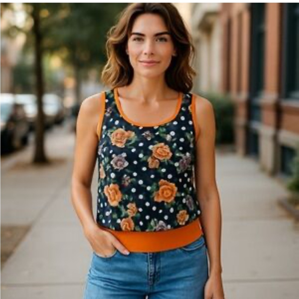 Rondina NWT XL Orange & Black Tank Top